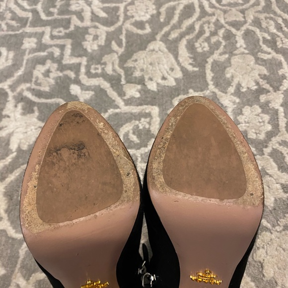 Prada Black suede platform booties with peep toe 6 - Picture 9 of 13